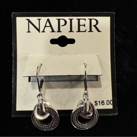 Napier Jewelry - Napier Silver Tone Braided Circle Dangle Earrings